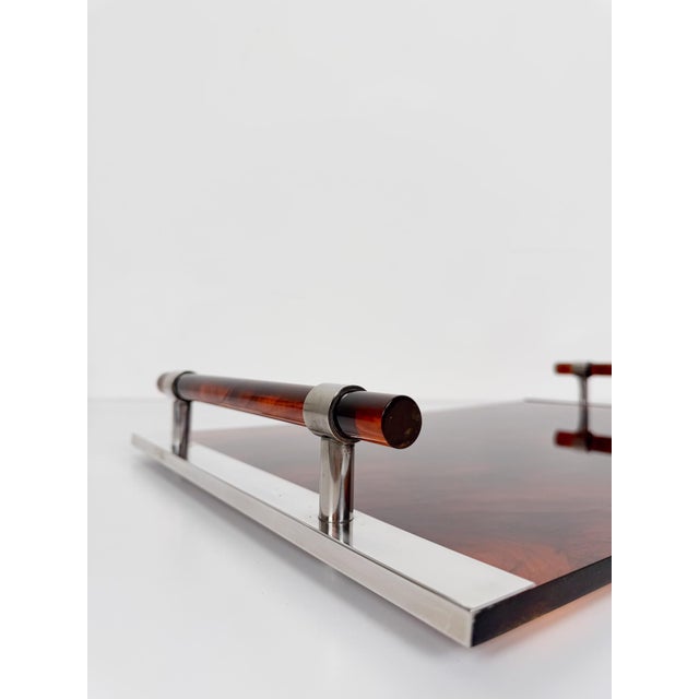 Large Faux Tortoiseshell Acrylic Glass Serving Tray in the style of Christian Dior, 1970s For Sale - Image 6 of 18
