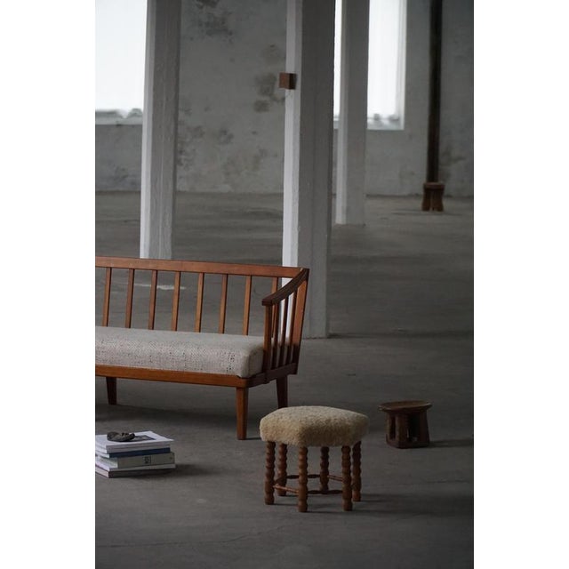 Mid-Century Danish Oak Stools with Hexagonal Seats and Bobbin Legs, 1950s, Set of 2 For Sale - Image 3 of 15