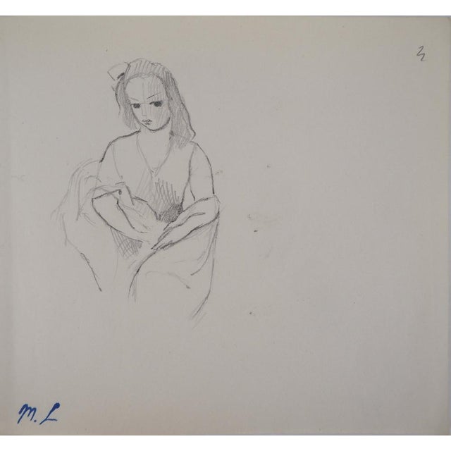 Marie Laurencin, Seated Woman, Original Pencil Drawing For Sale - Image 5 of 5