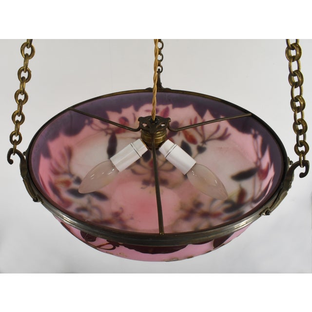 French Art Deco Pendant Light by Galle - 1925 Cameo Gallé Chandelier France For Sale - Image 15 of 17