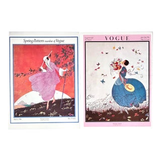 Vintage Vogue Cover Poster Print Paris Spring Fashions - A Pair For Sale