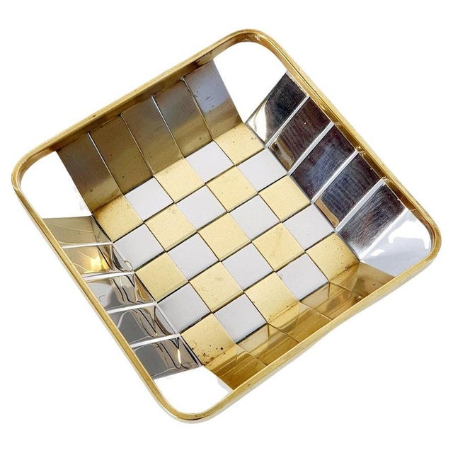 Gold Italian Modern Silver and Gold Metal Basket, 1970s For Sale - Image 8 of 8