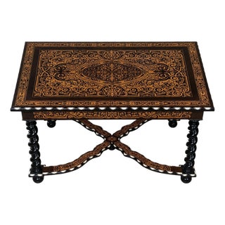 Italian Mid-19th Century Inlaid, Ebony and Bone Table For Sale
