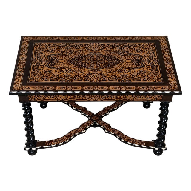 Italian Mid-19th Century Inlaid, Ebony and Bone Table For Sale