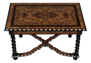 Italian Mid-19th Century Inlaid, Ebony and Bone Table