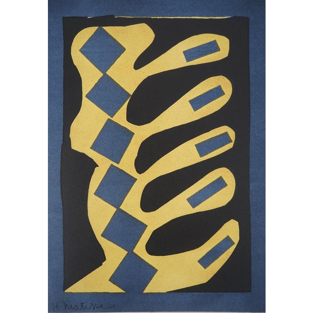 Henri Matisse (1869-1954) Cut-out on a blue background Color lithograph Signed in the plate On heavy paper, 24 x 31 cm...