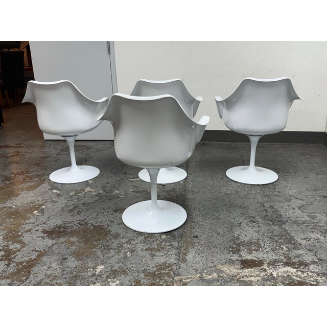 Mid 20th Century Rove Concepts Tulip Arm Chairs With Leather Pads, Set of Four For Sale - Image 5 of 12