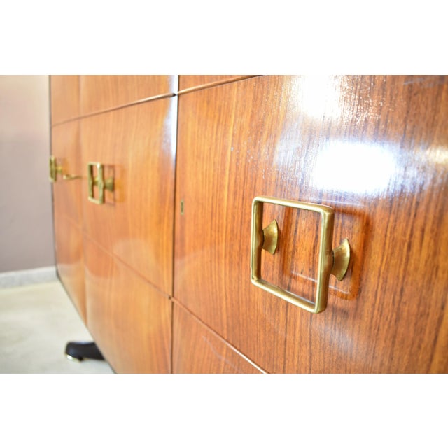 Vintage Italian Walnut and Brass Bar Cabinet Attributed to Paolo Buffa, 1940s For Sale - Image 9 of 12