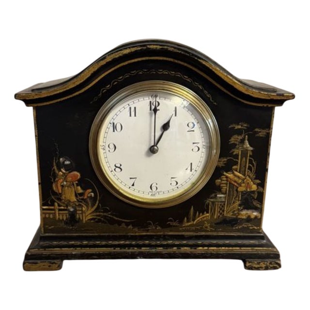 Antique Edwardian Chinoiserie Decorated Mantle Clock, 1900 For Sale