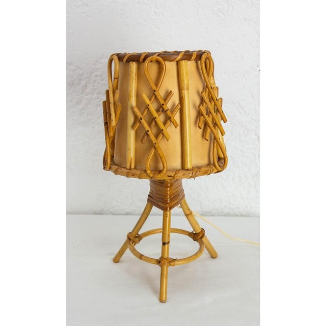 French Rattan Table Lamp, 1950s For Sale - Image 4 of 13