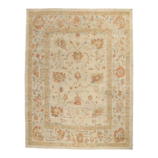 Vintage Modern Turkish Oushak Rug - 11'10 X 15'06 For Sale