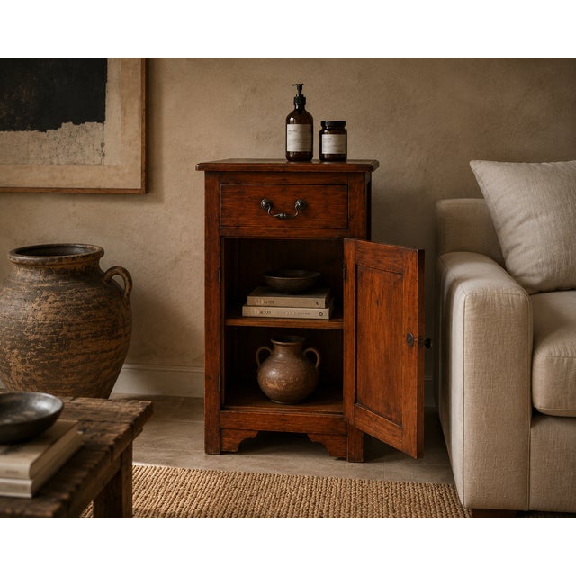 Bring warmth and timeless character to your interior with this elegant Italian rustic bedside cabinet, crafted from solid...