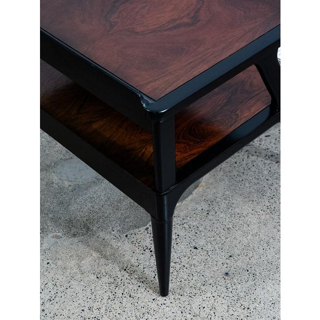 Lane Furniture Late 20th Century Mid Century Modern Side Table Lane Cosmopolitan Tile Rosewood Wood Black Step Up For Sale - Image 4 of 12