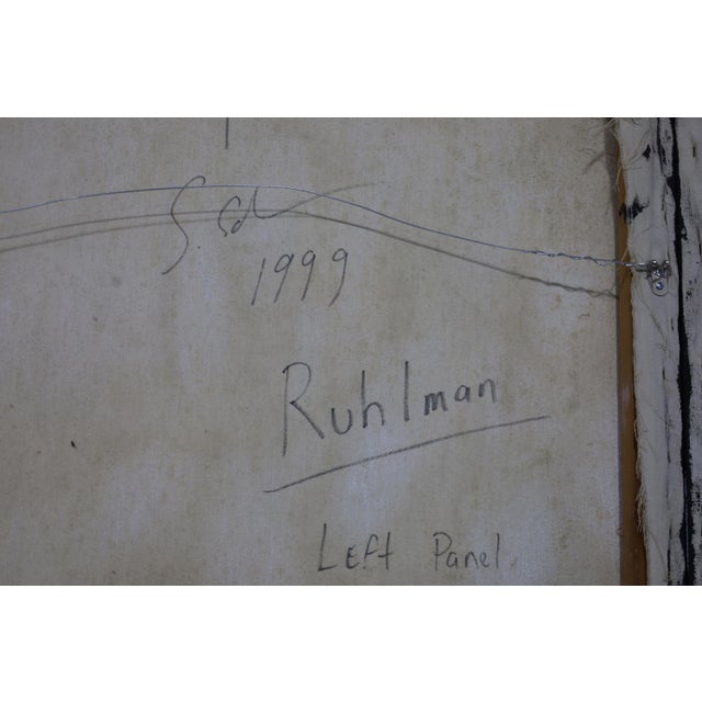 Textile Large Painting by Sean Scherer, "Ruhlman", Dtd. 1999, 84" X 72" Diptych For Sale - Image 7 of 12