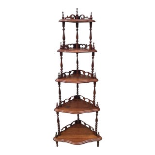 Antique Early 20th Century Victorian Walnut Corner Display Shelf For Sale