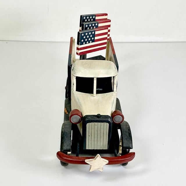 1980s Vintage Boho Chic Americana Arts & Crafts Uncle Sam’s Banner & Flag Co Truck Holiday Accent - 4th of July For Sale - Image 9 of 15
