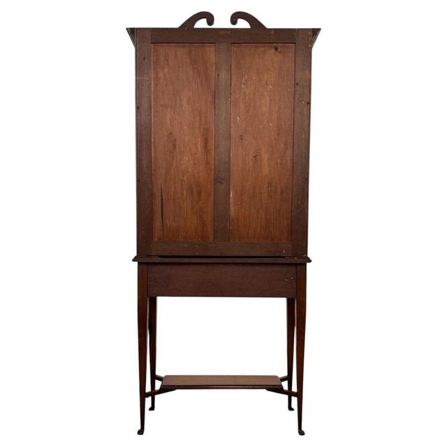 Antique Early 20th Century English Walnut Display Cabinet For Sale - Image 10 of 13