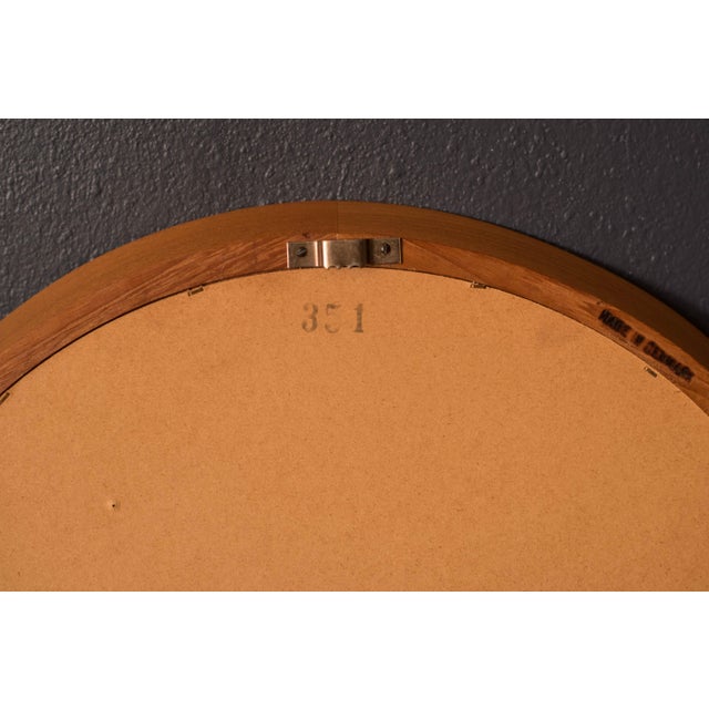 Wood Danish Modern Solid Teak Round Wall Hanging Mirror For Sale - Image 7 of 7