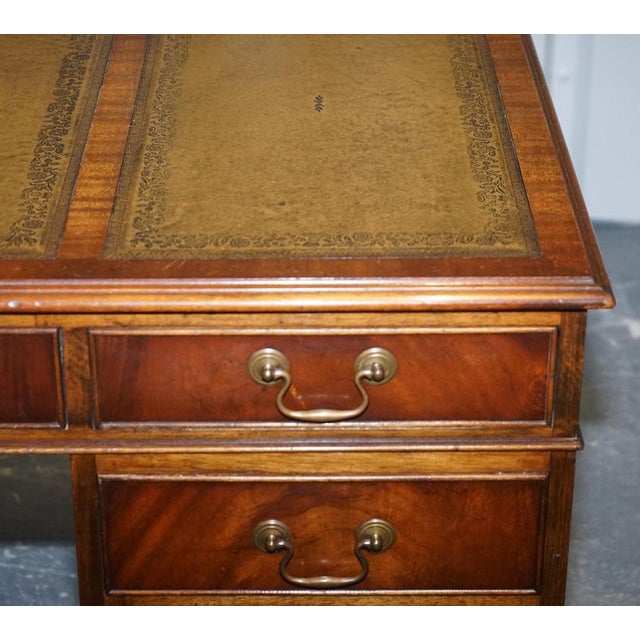 Vintage Pedestal Desk with Hunter Green Leather by Bevan Funnell For Sale - Image 15 of 18