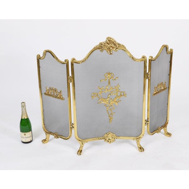 Antique French Rococo Gilt Bronze Flaming Torch Triple Fire Screen, 1870s For Sale - Image 11 of 12
