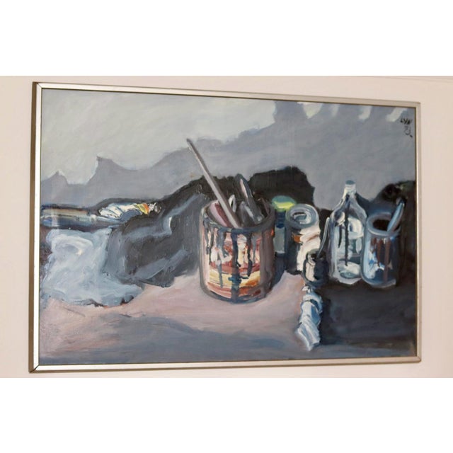 Lars Yngve Nilsson, Still Life with Paint Pots, 1950s, Oil on Canvas For Sale - Image 6 of 11