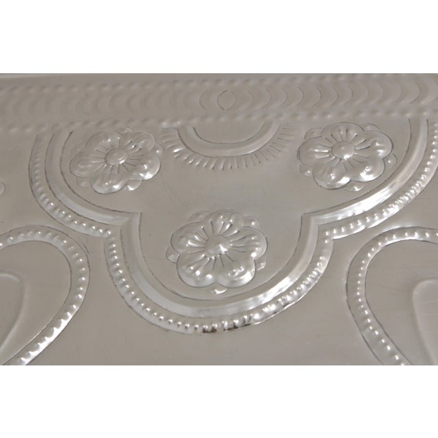 1980s Large Embossed Silver Plated Tall Pier Mirror For Sale - Image 5 of 13