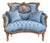 1920 French Artisan Louis XVI Gold Beech Velvet Settee For Sale
