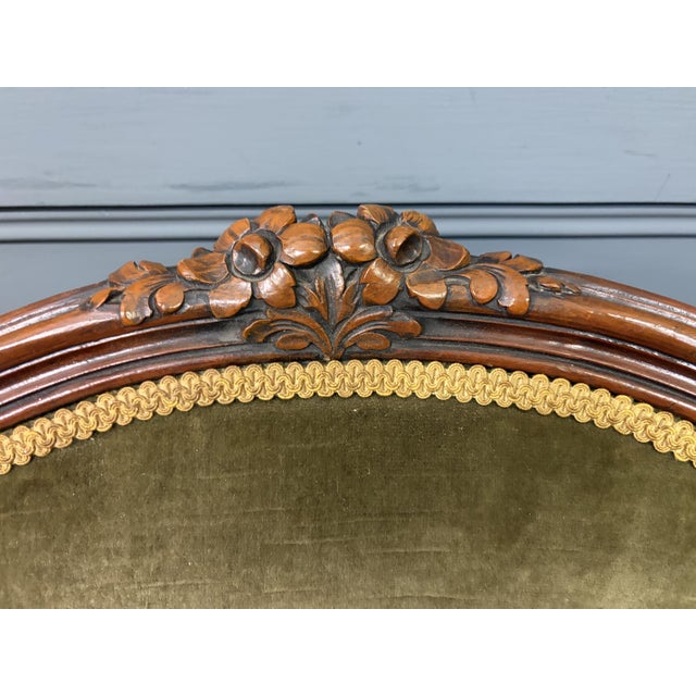 Green French Carved Mahogany Armchairs, 1910, Set of 2 For Sale - Image 8 of 15