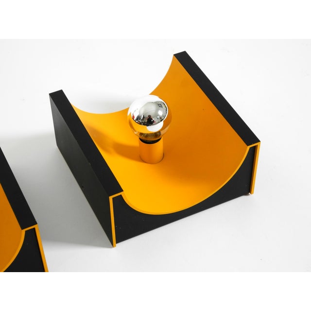 Space Age Metal Wall Lamps in Yellow and Black by Klaus Hempel for Kaiser Leuchten, 1960s, Set of 2 For Sale - Image 10 of 18