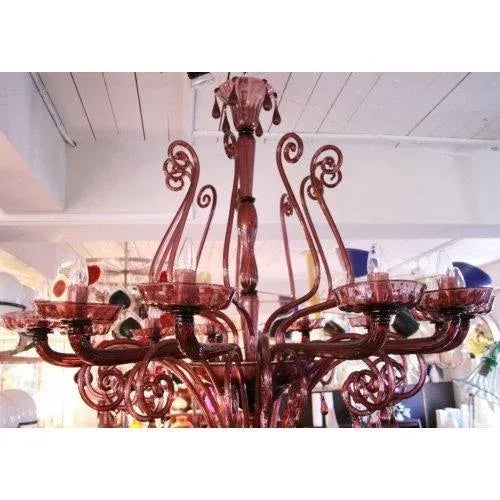 Amethyst Blown Venetian Glass Chandelier, 1960s For Sale - Image 4 of 7