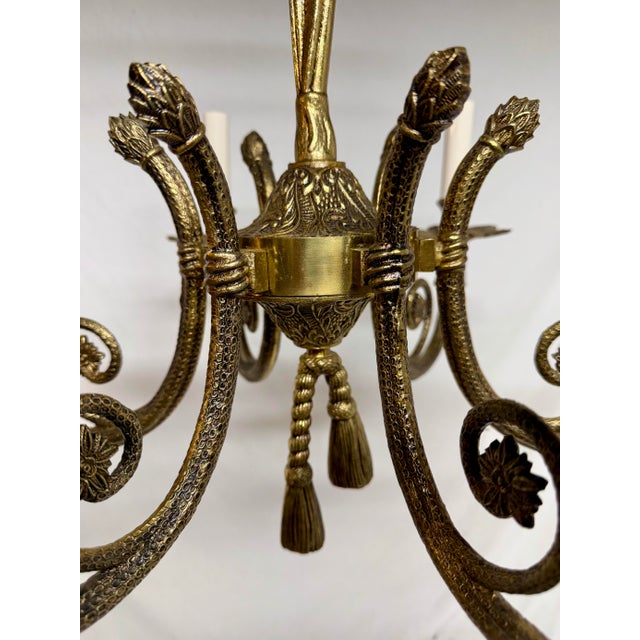 Brass Brass Tassel Chandelier, Six Arms, Hollywood Regency Design For Sale - Image 8 of 10