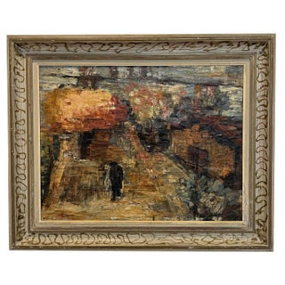 M. Osmont, Animated Landscape at the End of the Day, Oil on Paper Mounted on Panel, 1920s, Framed For Sale
