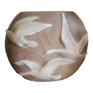 1930s Vintage Geese Vase by Phoenix Glass