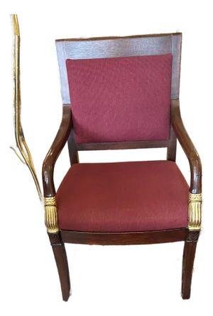 Empire Style Walnut & Upholstered Armchair