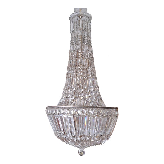 C1860 French Empire 4 Foot Cut Crystal Cascading Waterfall Palace Chandelier by Baccarat 12 Lights For Sale