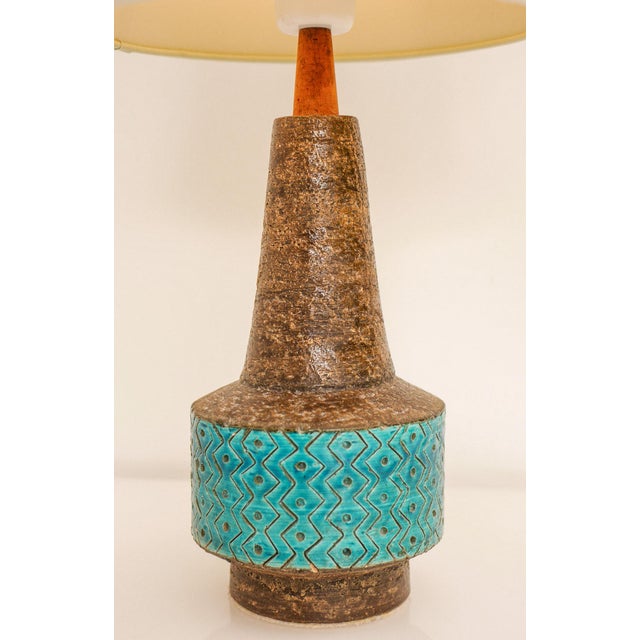 Bitossi Pottery Lamp in Rimini Blue Ceramic by Aldo Londi, Italy, 1970s For Sale - Image 17 of 18