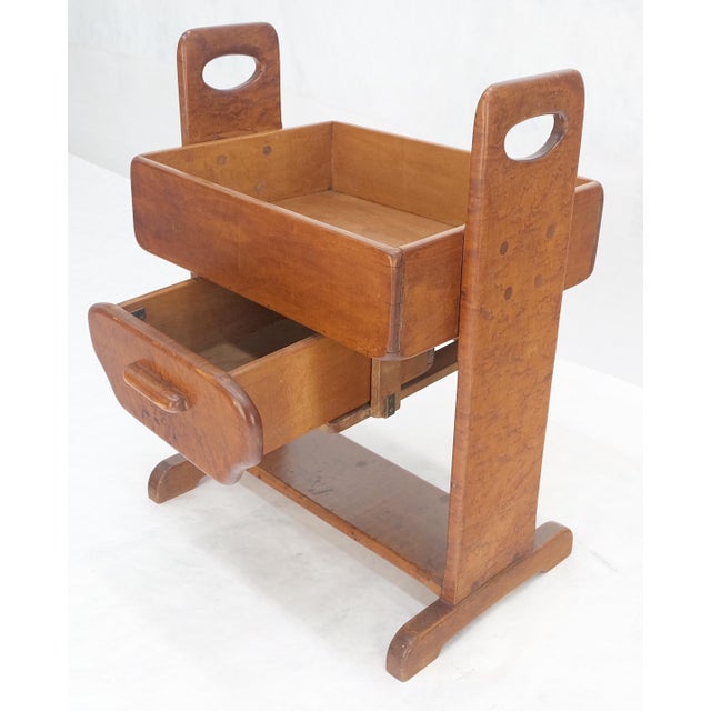 Unusual Solid Colonial Maple Gallery Top Side End Table One Drawer MINT For Sale - Image 13 of 16