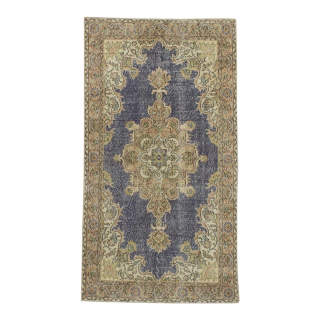 1960s Vintage Turkish Oushak Medallion Rug - 3′9″ × 6′11″ For Sale