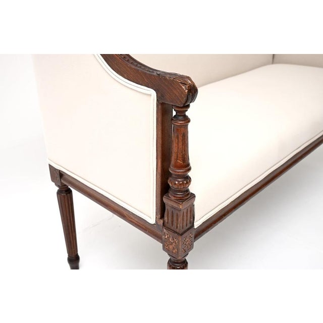 Brown Antique French Scroll End Settee, 1880 For Sale - Image 8 of 11