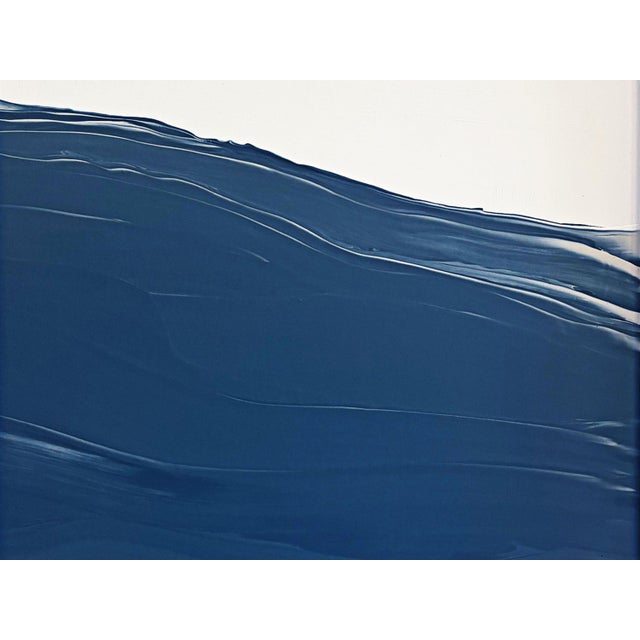 Contemporary "Waves" Large Abstract Painting in Antique Frame, Large Seascape Ocean Painting Transitional Wall Art by JTS For Sale - Image 3 of 9
