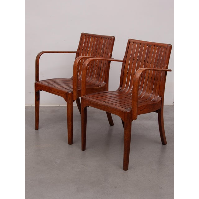 Art Nouveau Slatted Armchair attributed to Thonet, 1910 For Sale - Image 6 of 16