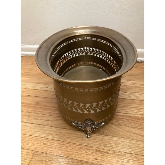Antique Footed Brass Planter For Sale In Los Angeles - Image 6 of 6