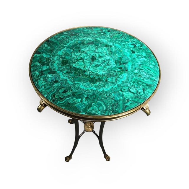 Gold Malachite Pedestal Table, 1950s For Sale - Image 8 of 11