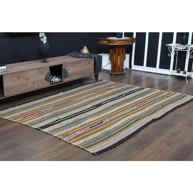 1970s Vintage Turkish Oushak Handmade Wool Cotton Beige Area Rug For Sale In San Francisco - Image 6 of 12