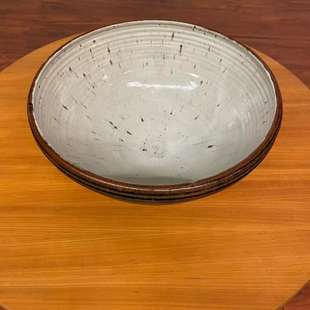 Oversized Studio Pottery Bowl With Earth-Toned Glaze - Mid Century For Sale In Seattle - Image 6 of 18