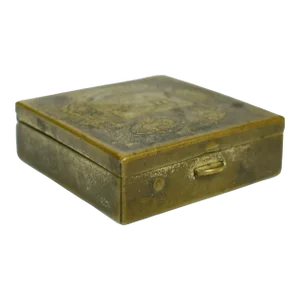 Mid 20th Century Solid Brass Square Hinged Pill Box