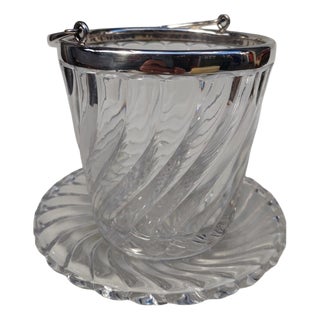 20th Century Baccarat Crystal Ice Bucket and Saucer, 1890s, Set of 2 For Sale