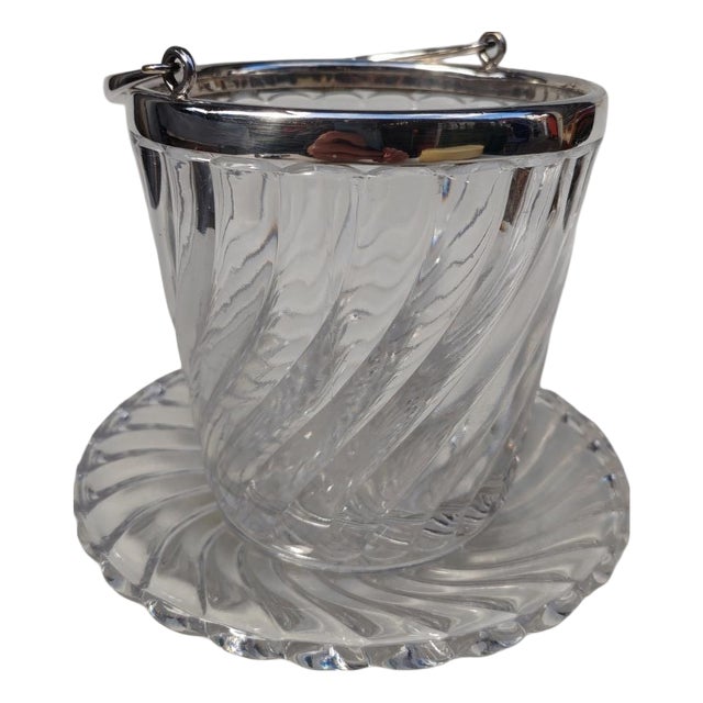 20th Century Baccarat Crystal Ice Bucket and Saucer, 1890s, Set of 2 For Sale