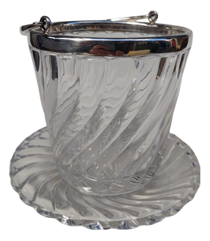 20th Century Baccarat Crystal Ice Bucket and Saucer, 1890s, Set of 2