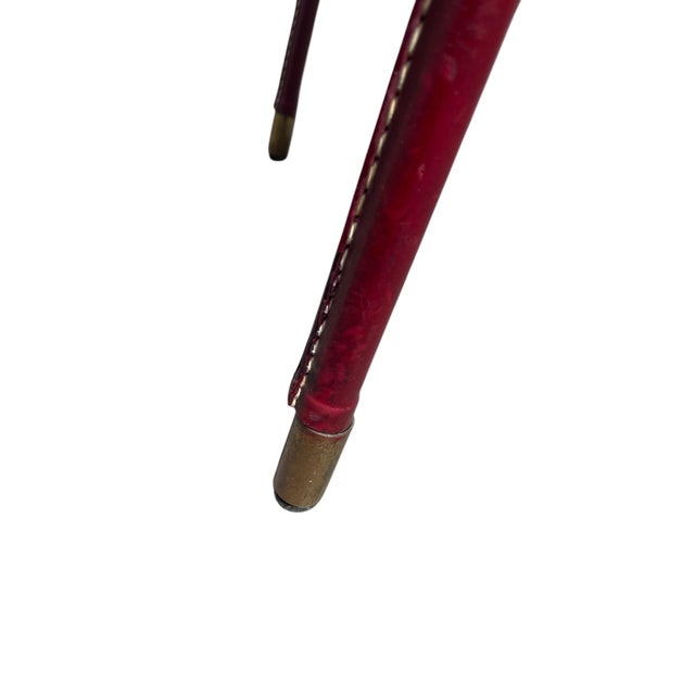 Stitched Leather Ottoman by Jacques Adnet, 1950s For Sale - Image 7 of 11